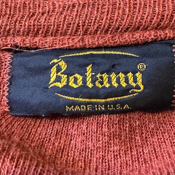 Vintage Botany Size Medium V-Neck Pullover 100% Acrylic Burnt Orange Sweater - Picture 5 of 7